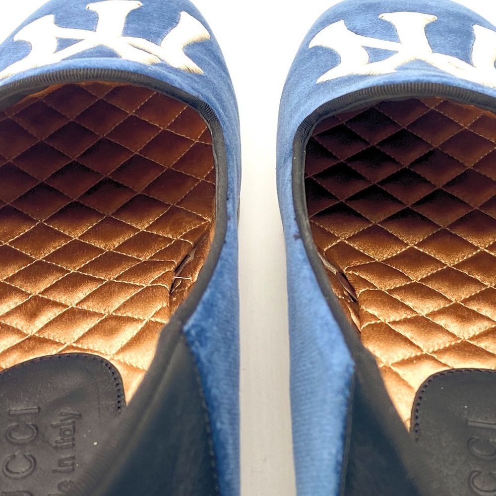 Gucci Blue Velvet New York Yankees Loafers Shoes - Picture 8 of 10